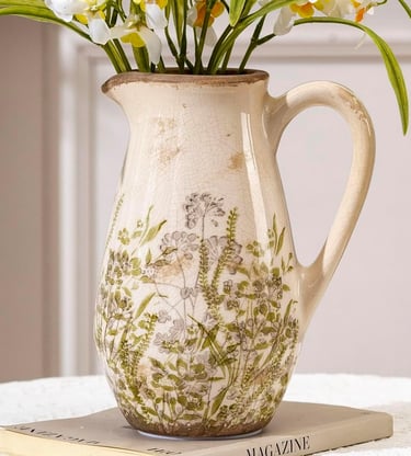 Floral cottagecore pitcher vase