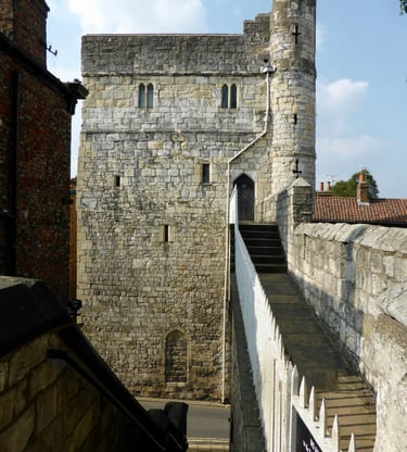 image of a walk way across the top of city wall