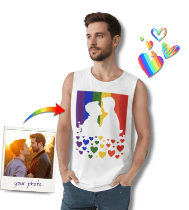 gay model wearing his custom photo pride tank