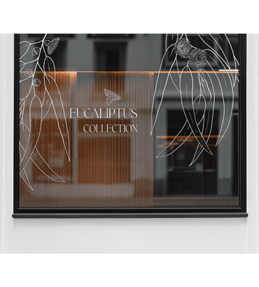 advertising botanical illustration in a store front