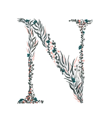 botanical letters and alphabet - letter N