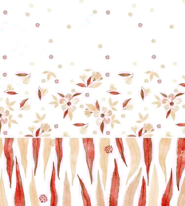 mini collection of floral patterns on a white background, beige, pink, red colours