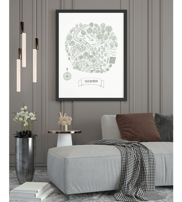 interior poster with art map illustration