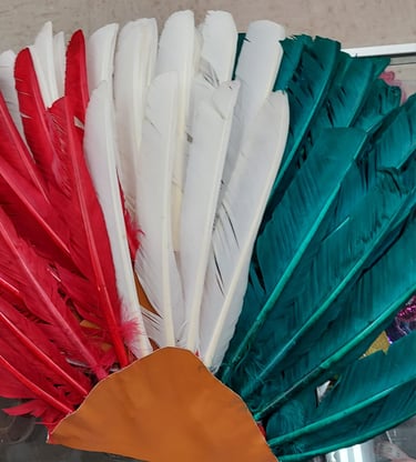Conchero Aztec Penacho folkloric head piece custom handmade at Tradiciones Norma Phoenix AZ