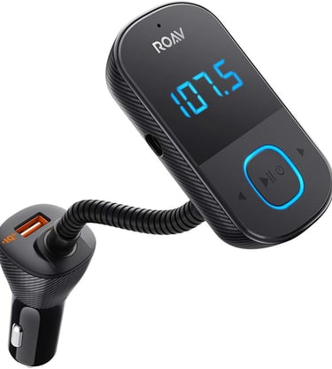 Anker Roav SmartCharge T1, Bluetooth FM Transmitter for Car, Audio Adapter and Receiver with Big LED Display, PowerIQ 2.0, H