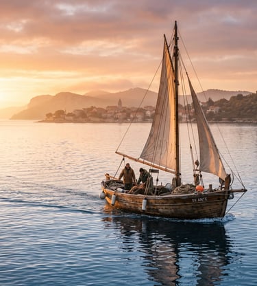 Experienced Fisherman Setting Longlines on the Adriatic Sea