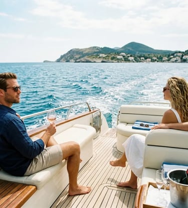 Couple relaxing on deck during a small-group Split luxury boat tour