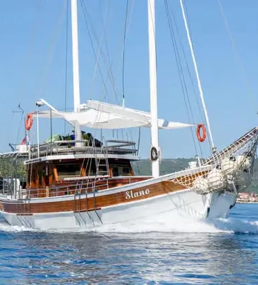 Traditional refitted Gulet sailing on the Adriatic Sea near Split, Croatia