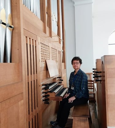 Evelyn at the Mennonite Church, Haarlem, NL