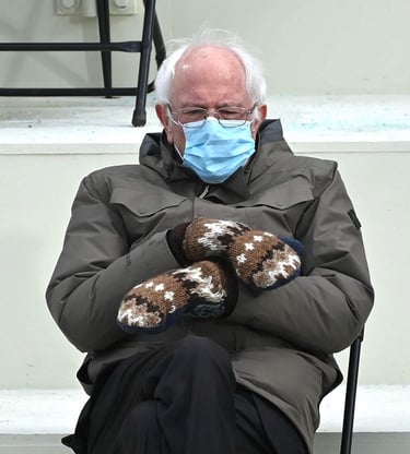 Bernie Sanders en moufles, un même devenu viral.