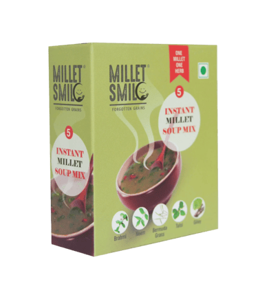 a box of millet soup with a spoon