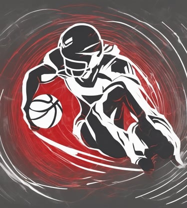 a basketball player is playing basketball in a red and white background