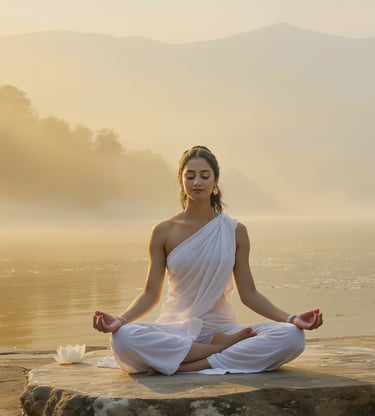 a women doing meditation