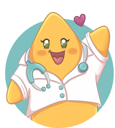 a cartoon character wearing a doctor's coat