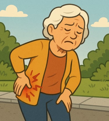 vignetta signora anziana dolorante all'anca