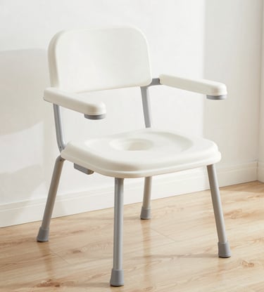 A wooden chair sitting next to a white bath tub