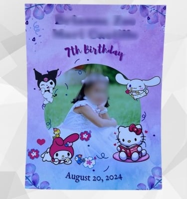 a birthday sign with a hello kitty kitty made in prime acrylics