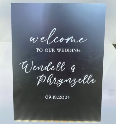 Wedding sign made in prime acrylics