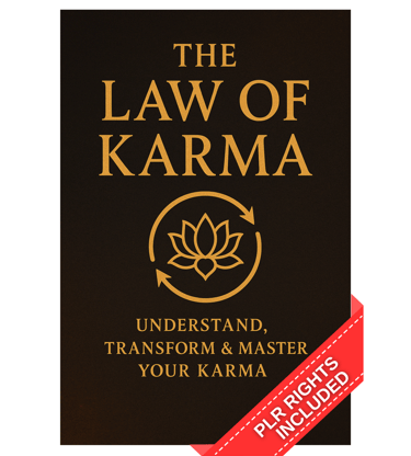 Law of Karma PLR ebook cover – spiritual guide to karma, cause and effect, life lessons and personal