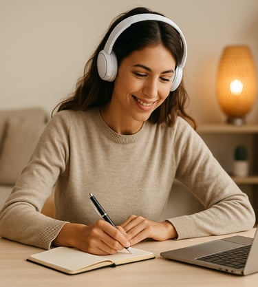 Femme en formation avec Rising Woman Studio, coaching en ligne