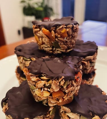 Apricot & Coconut Seed bites with Dark Chocolate