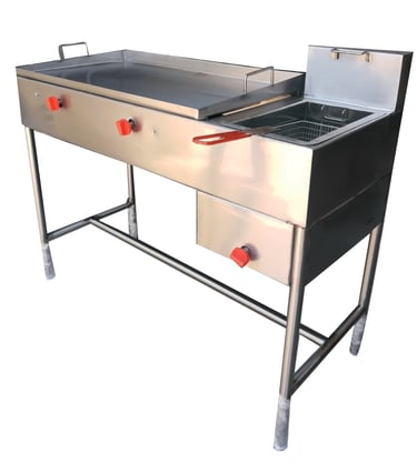 plancha y freidora de acero inoxidable