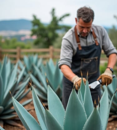 a man in an agave field for uno tequila in Jalisco