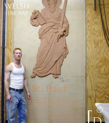 St. PAul - 72" - clay sculpture - Jeremiah D Welsh
