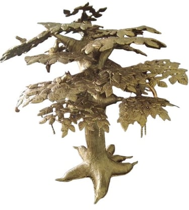 "Handcrafted brass bonsai tree for table decor–Bastar tribal art style sculpture-Sent overseas"