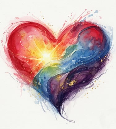 Gen AI - watercolour of a colourful heart