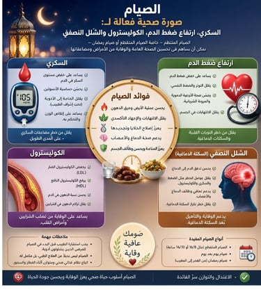 🌙السكري ارتفاع ضغط الدم الكوليسترول و الشلل النصفي:الصيام