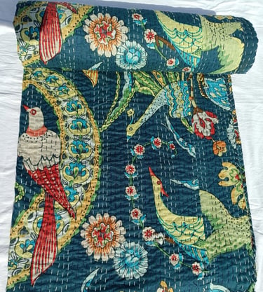 Bird kantha quilt