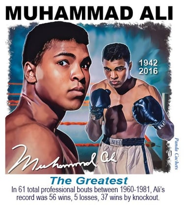 Cachet illustration of Muhammad Ali