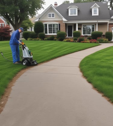 A clean yard with a happy dog playing.