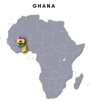 Map on Africa, Highlighting the country of Ghana