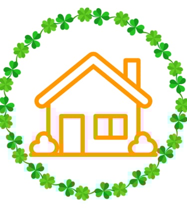House icon inside of clover border