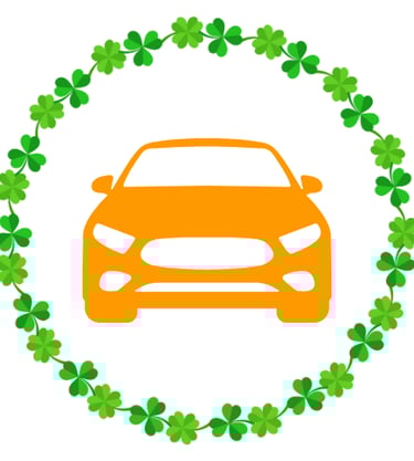 Car icon inside of clover border