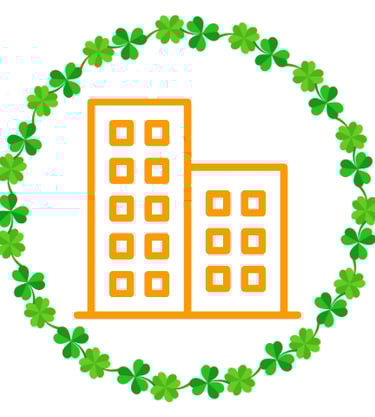 Building icon inside of clover border