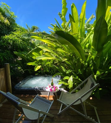 Spa chaises longues et champagne