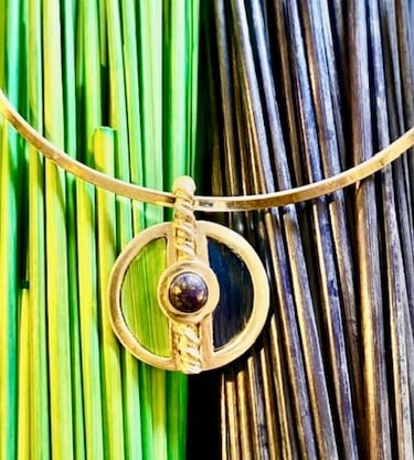 Pendentif en marqueterie de paille et argent écologique