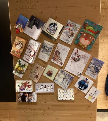 Christmas card up in hotel room