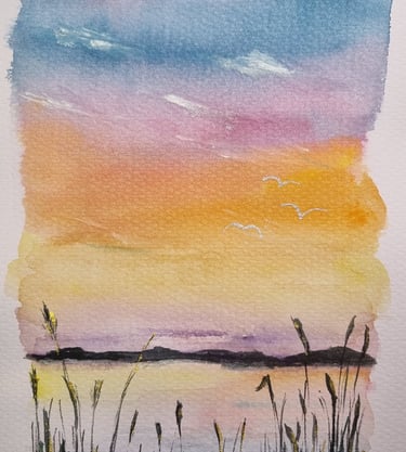 pictureup watercolour sunset painting