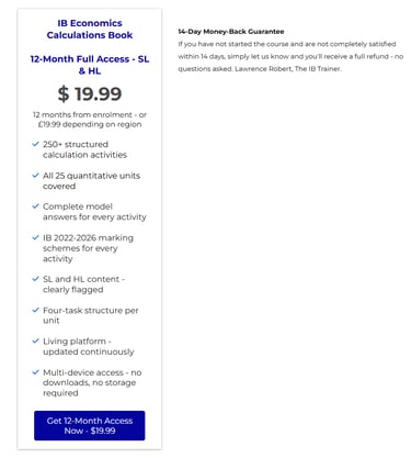 IB Economics Calculations Book Pricing TheIBtrainer.com