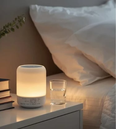 Clean air sanctuary featuring HEPA 14 medical-grade air purifiers for the bedroom.