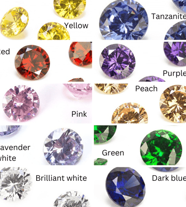a variety of colored gems and diamonds