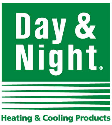 Day & Night Heating & Cooling Products green and white HVAC brand logo.