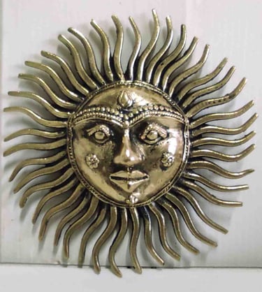 "Handmade brass sun wall hanging–ethnic home decor – vintage-style-Labeled for export"
