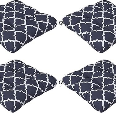 four square cushion cushions with a blue and white pattern
