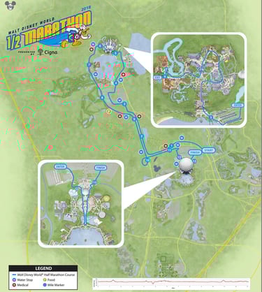 2018 runDisney Walt Disney World Marathon Weekend Half Marathon Course Map