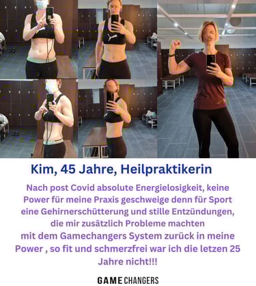 Heilpraktikerin Kim, 45, zeigt ihre körperliche Transformation nach Post-Covid Vorher-Nachher Fotos
